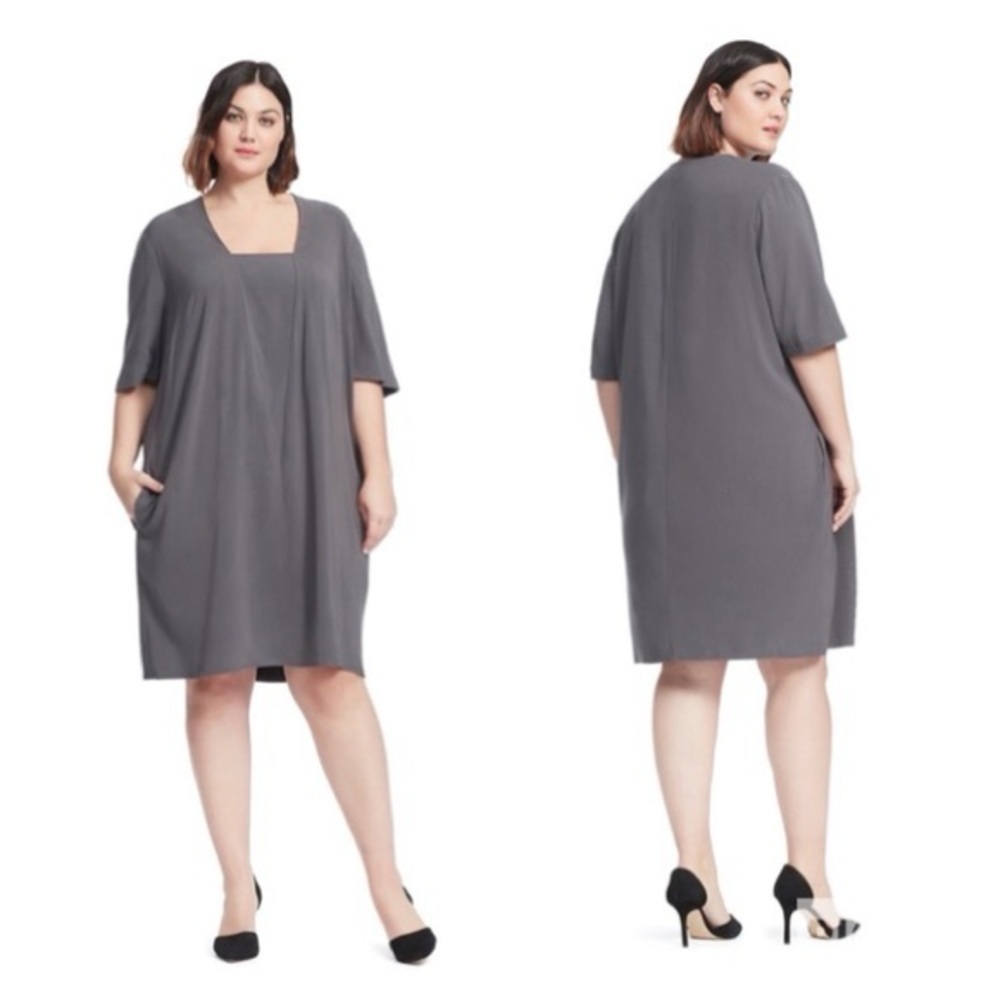 Universal Standard • Marilyn Shift Dress square neck Slate Grey tunic